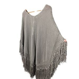 NWT Aila Blue Byron Bay Fringe Poncho Moss Brown One Size